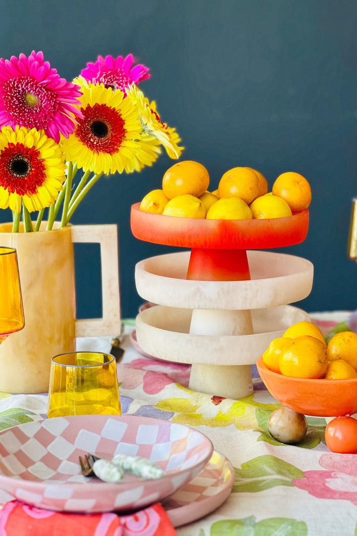 Pedestal Bowl - Large - Orange