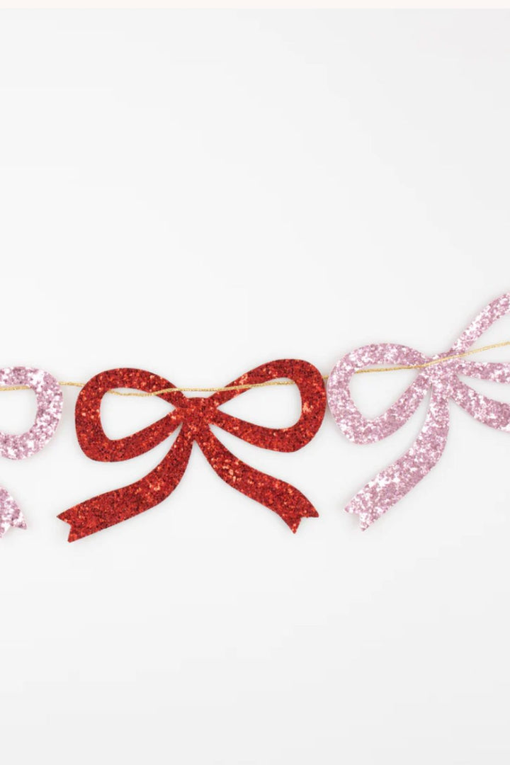 Red & Pink Glitter Bow Garland