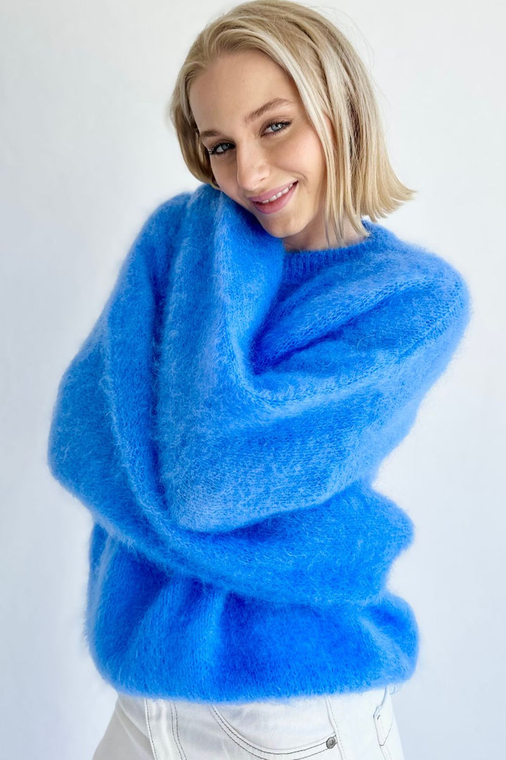 Kid Mohair Crew Knit- Celeste Blue