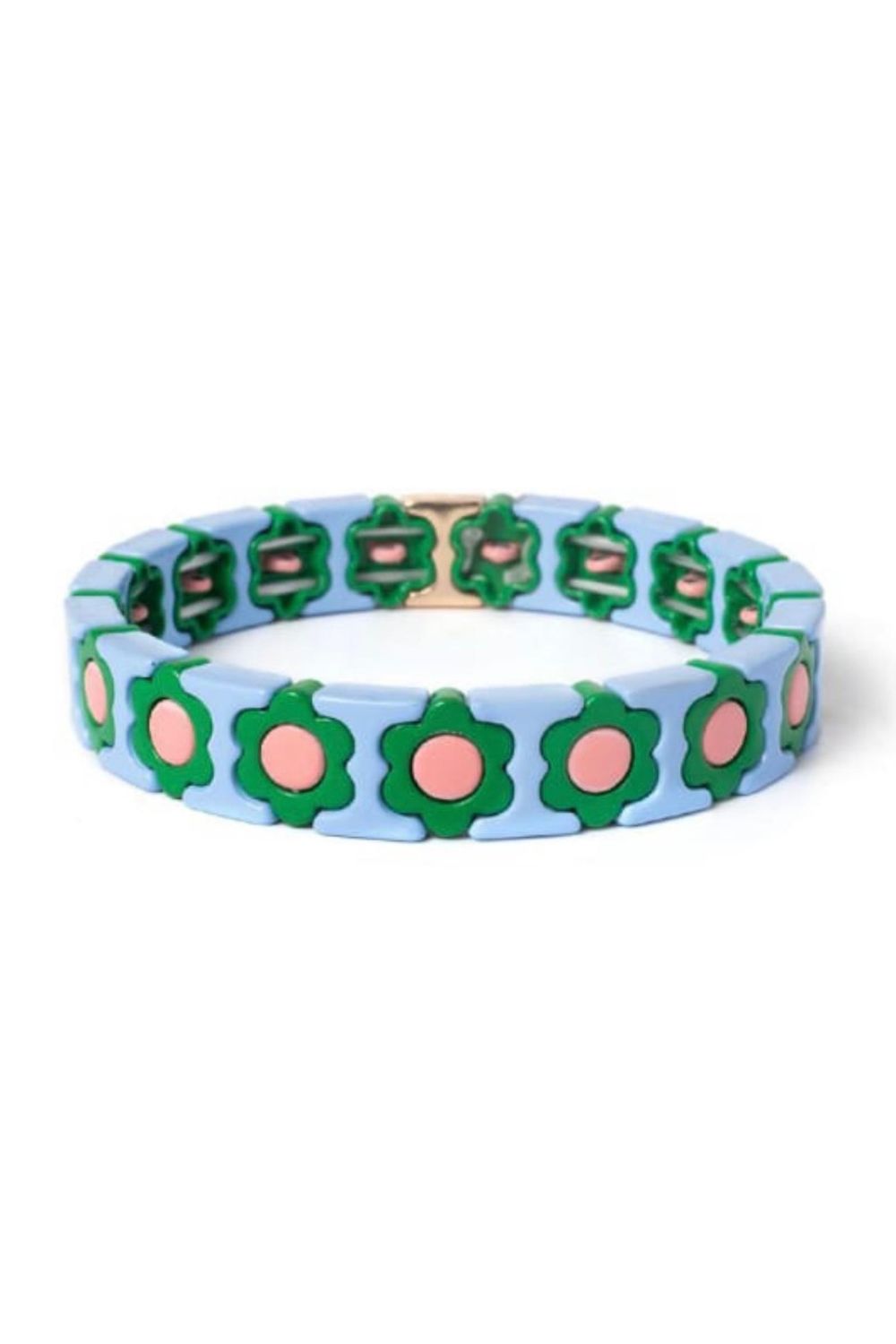 Daisy chain bracelet - blue/peach/green