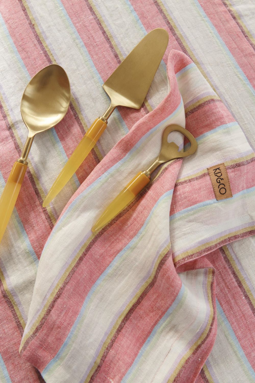 Rose Water Stripe Linen 4P Napkin Set One Size