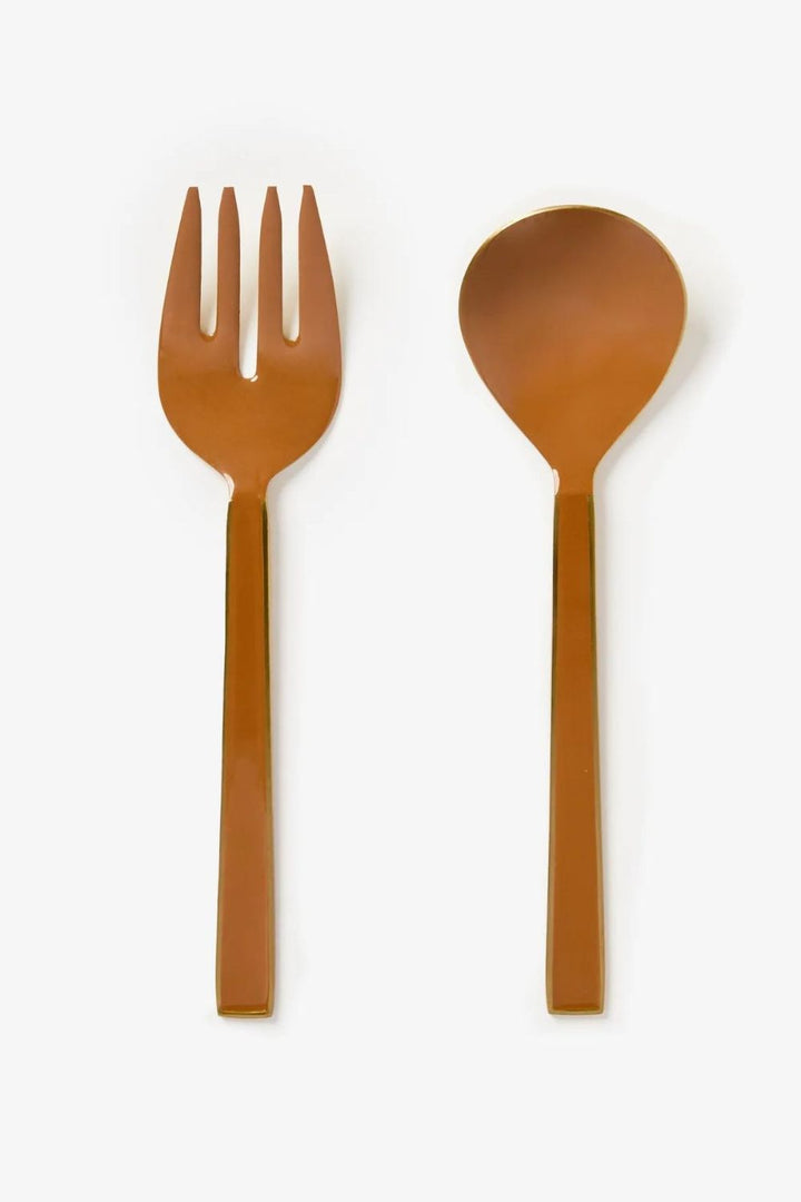 Tan Enamel Salad Servers (set of 2)