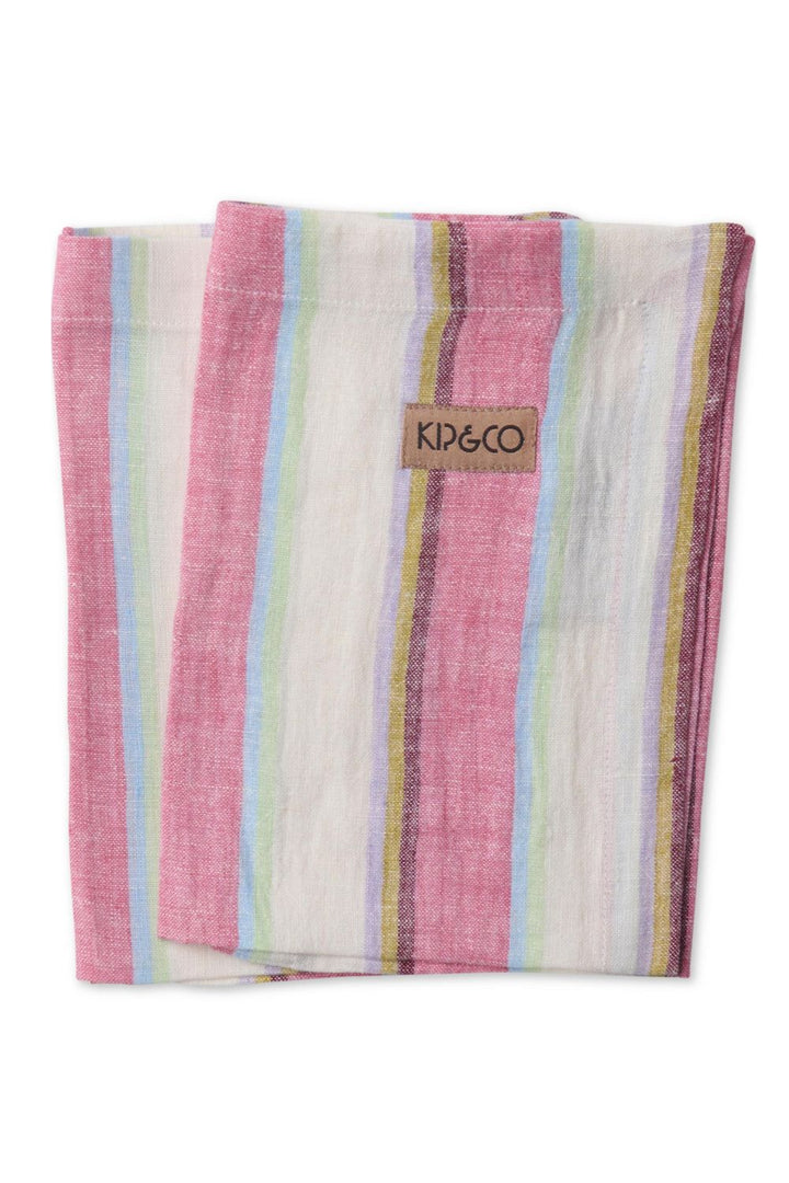 Rose Water Stripe Linen 4P Napkin Set One Size