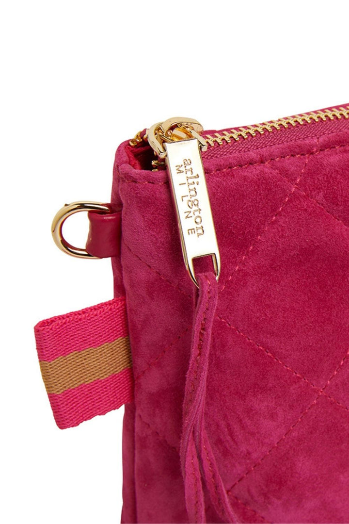 Alexis Crossbody - Quilted Hot Pink Suede