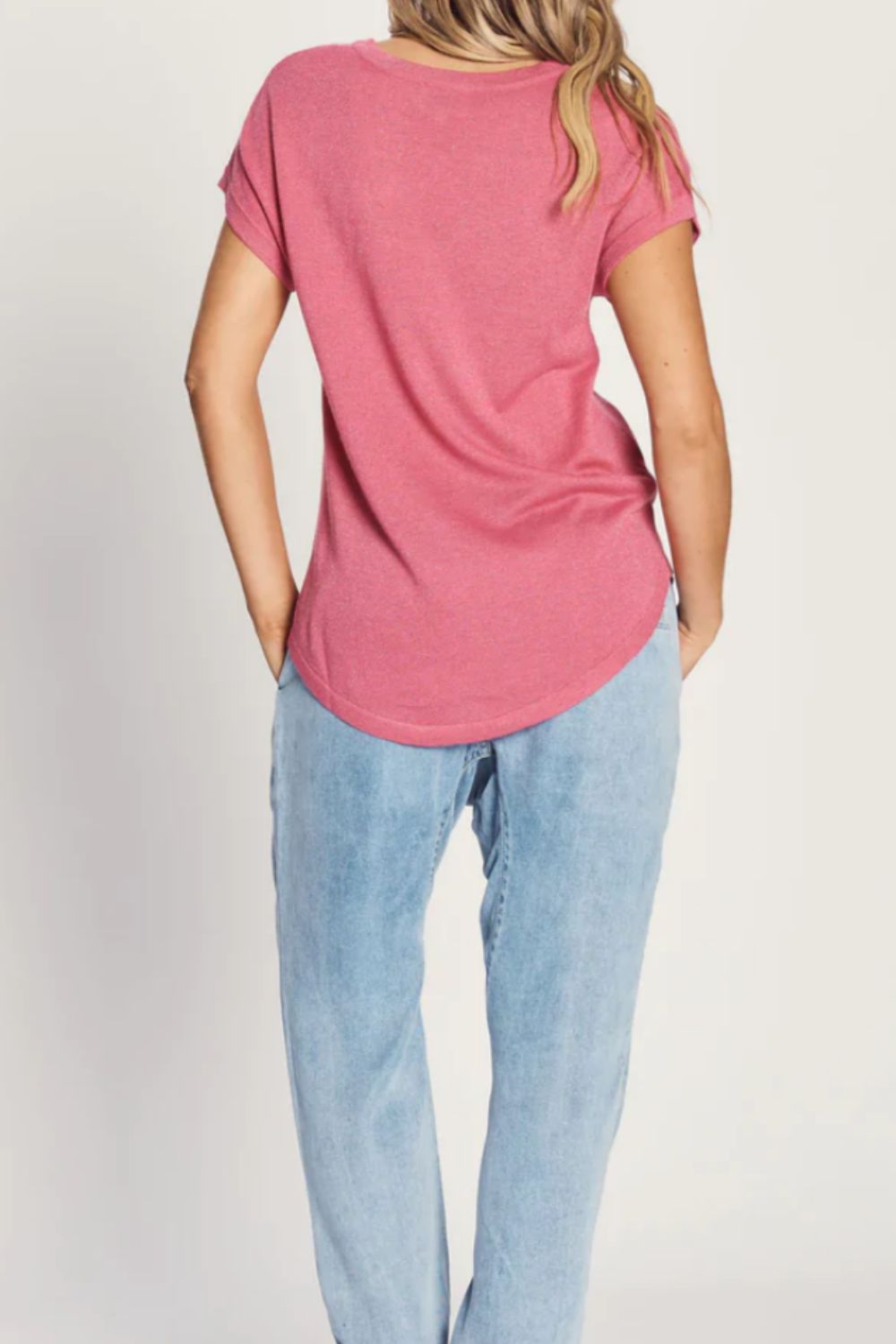 THE LUREX RELAXED TEE - CANDY PINK LUREX