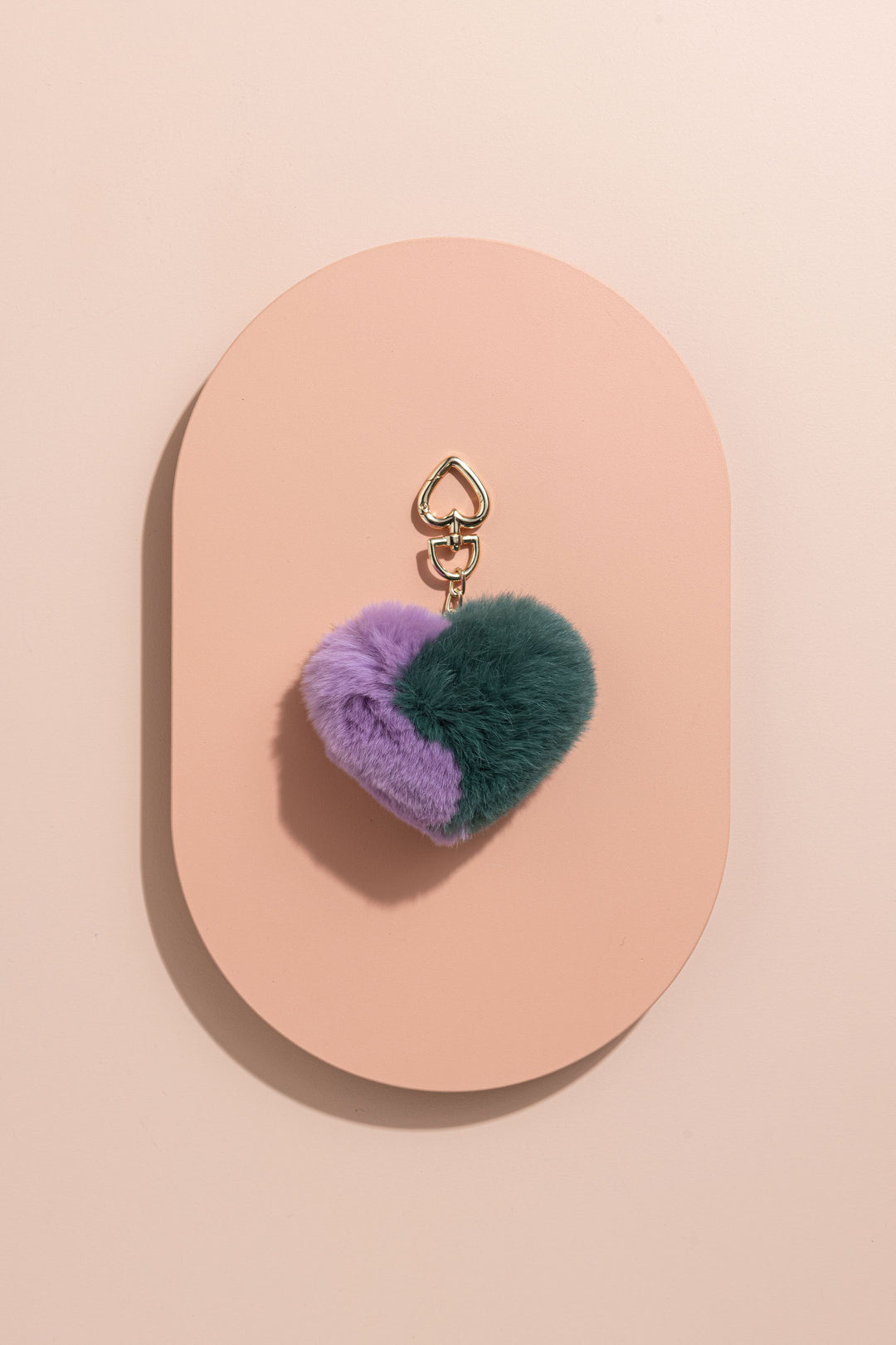 POM POM ACCESSORY - EMERALD GREEN & LAVENDER LOVE HEART - CrateExpectations