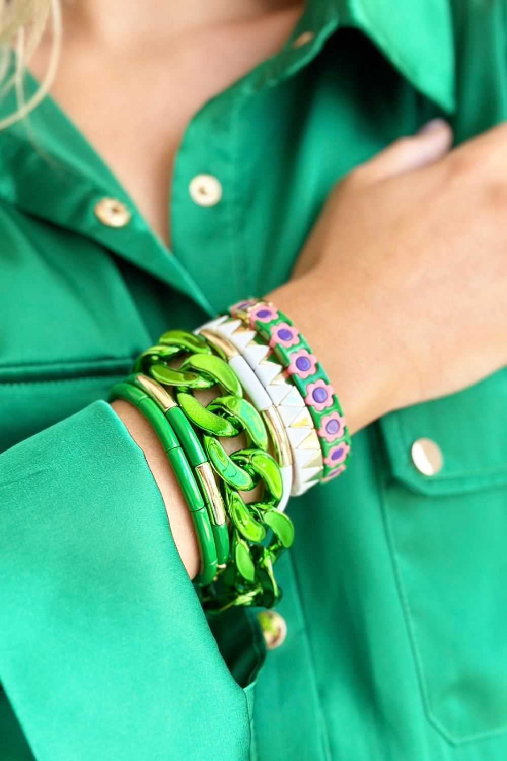 Tube Bracelet Solid - Green