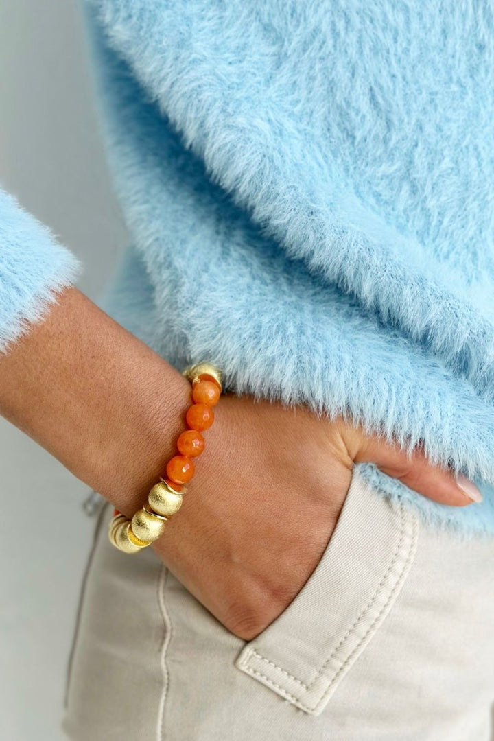 Glamour Puss bracelet - Gold and Orange Camellia