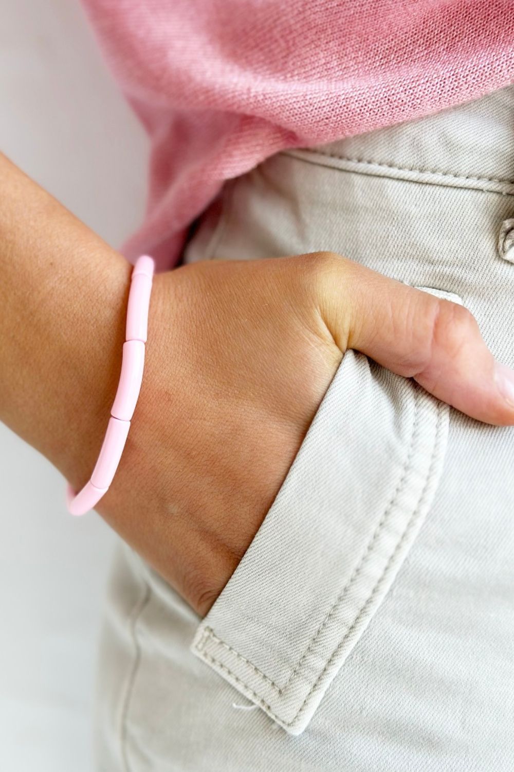 Tube Bracelet Solid - Pale Pink