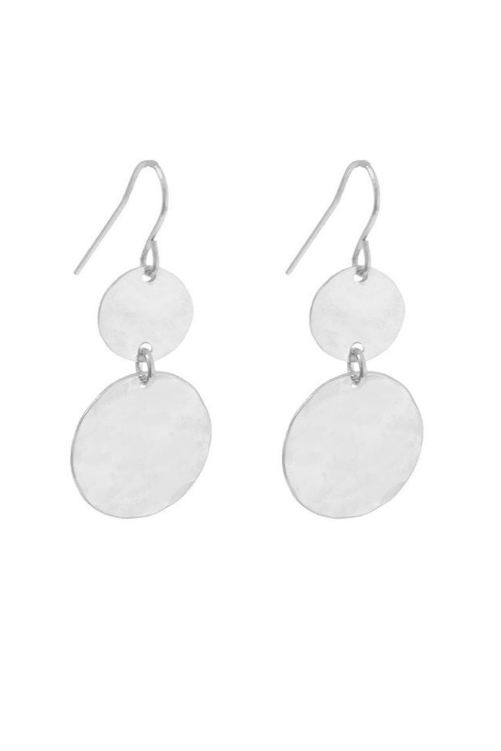 DOUBLE MINI & LARGE DISC EARRING SILVER