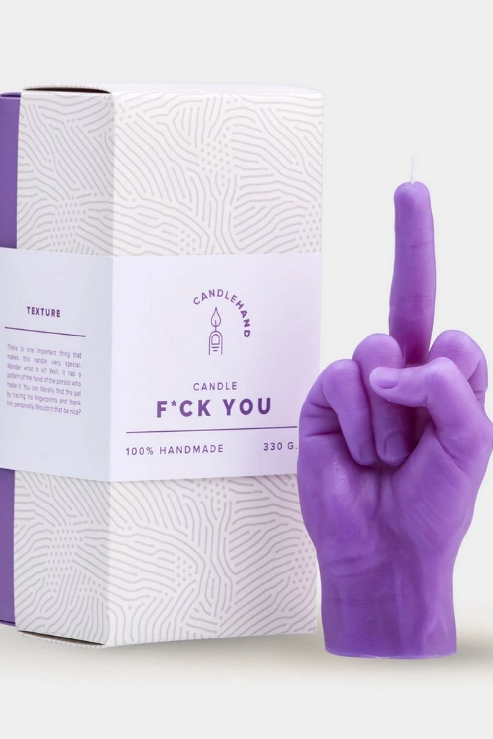 "F*CK YOU" HAND GESTURE CANDLE - PURPLE