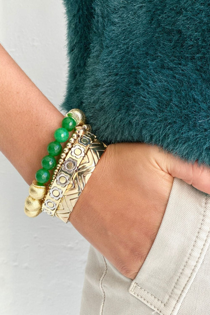 Glamour Puss bracelet - Gold and Amazonite