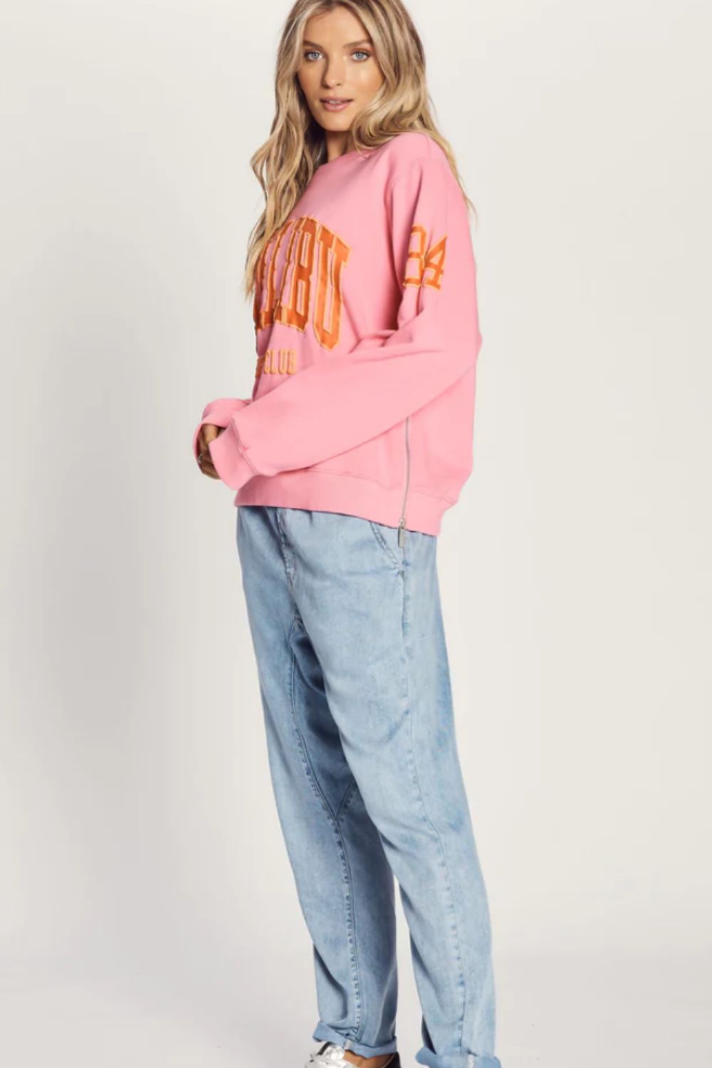 THE SLIM ZIP SWEAT - CANDY PINK MALIBU