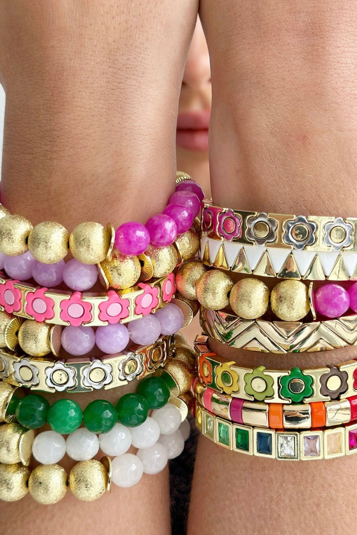Glamour Puss bracelet - Gold and Amazonite