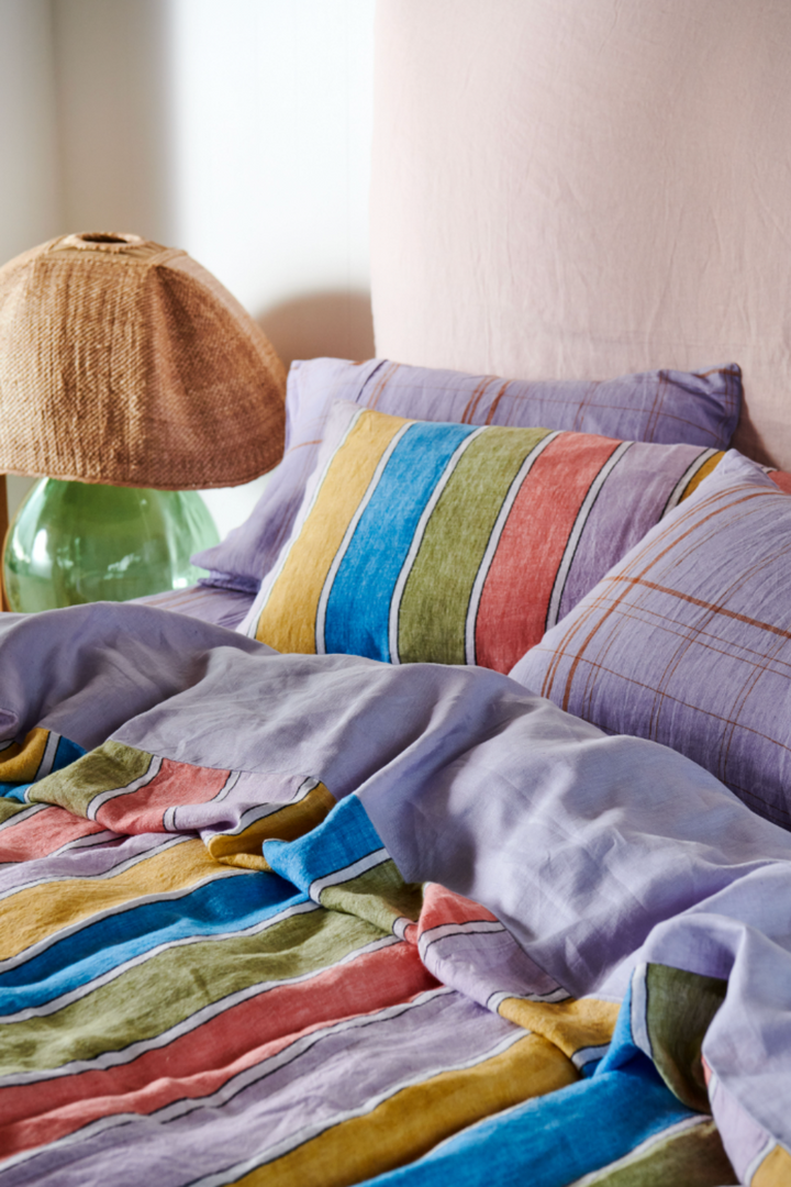 Majorca Stripe Woven Linen Pillowcases 2P King Set