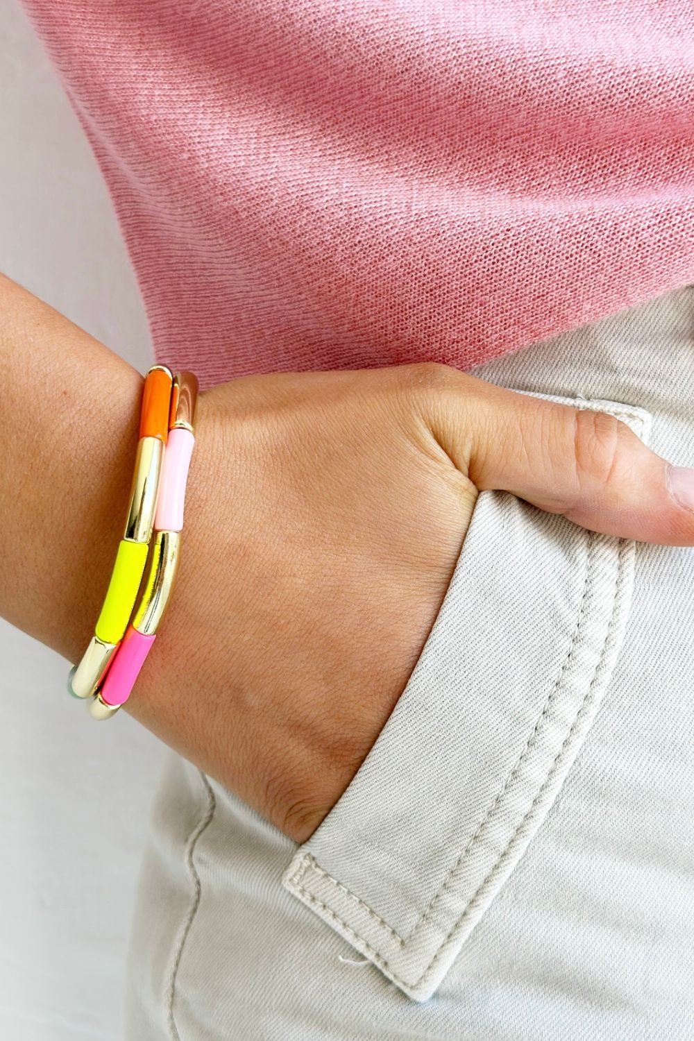 Tube Bracelet Solid - Gold & Multi