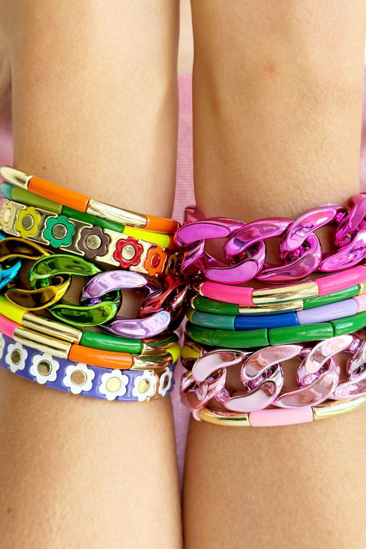 Tube Bracelet Solid - Gold & Pale Pink