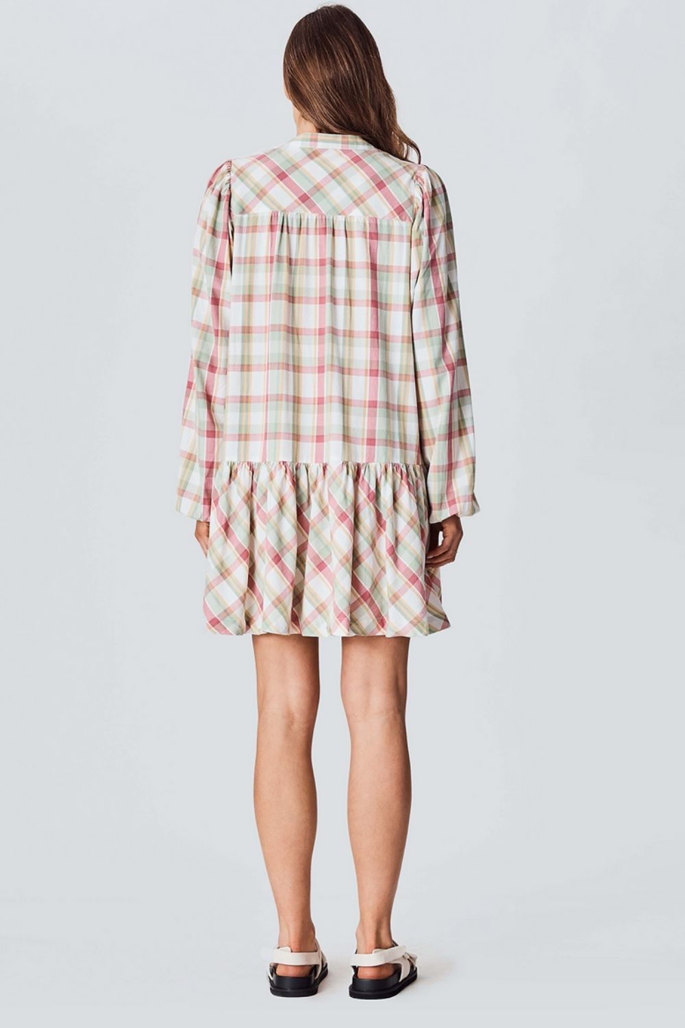 the check mini dress - sage check