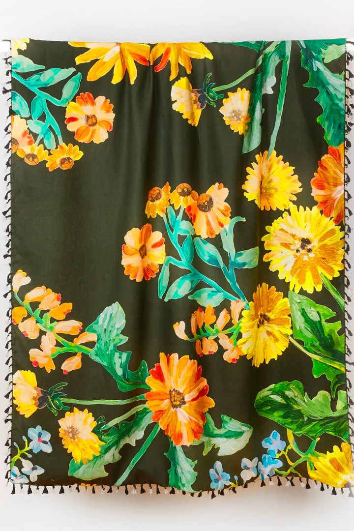 SPRING PATCH DARK GREEN THROW