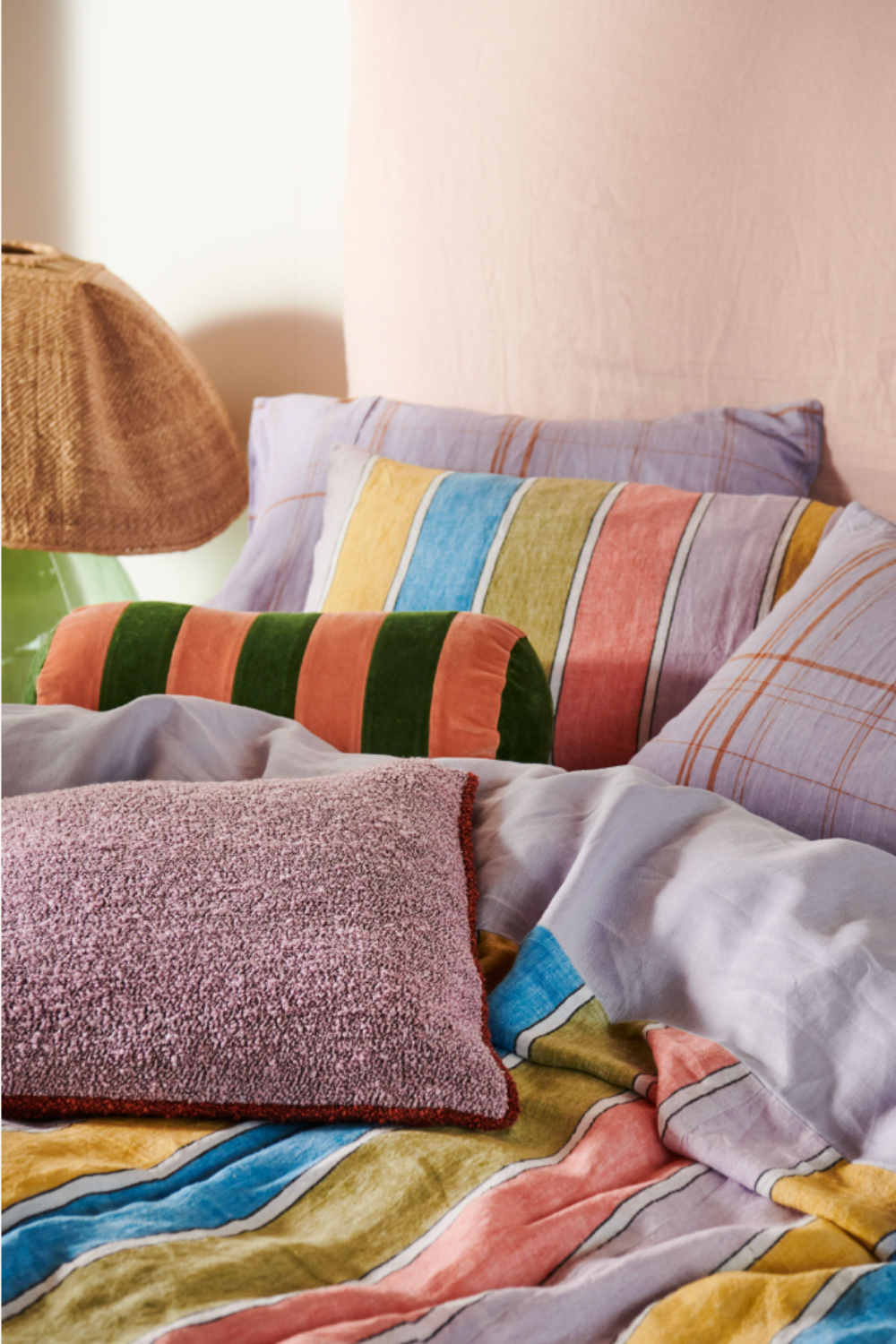 Majorca Stripe Woven Linen European Pillowcases 2P Set