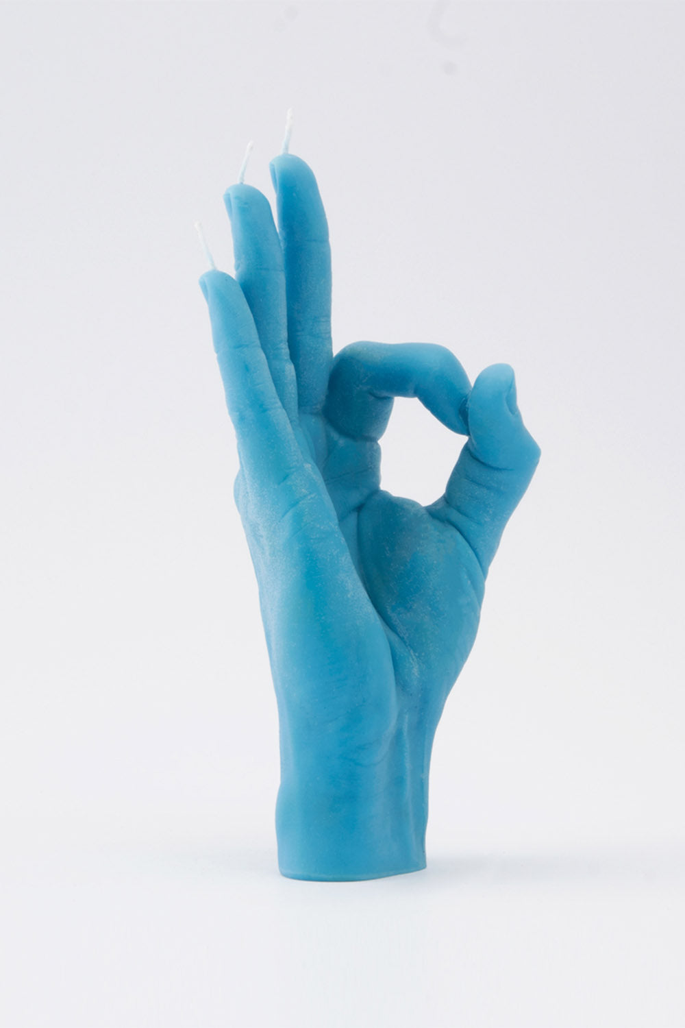 "OK" HAND GESTURE CANDLE BLUE