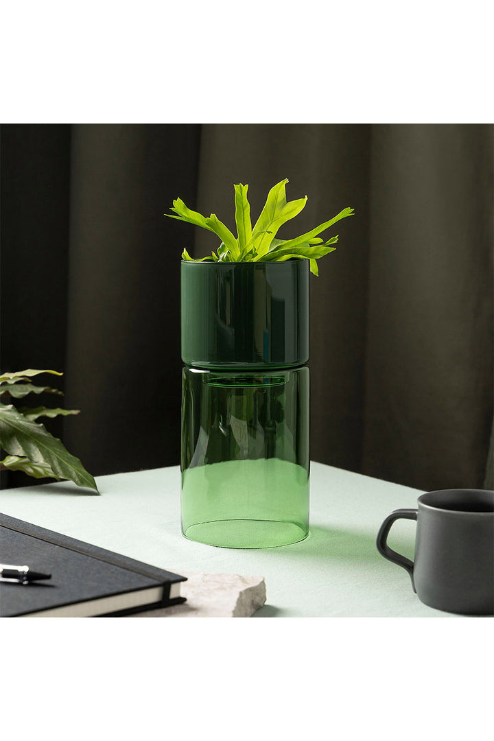 Organic interior - glass flip planter - tall - Green / moss