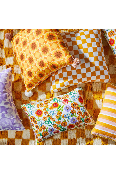 BONNIE & NEIL SMALL CHECKERS GOLDEN CUSHION