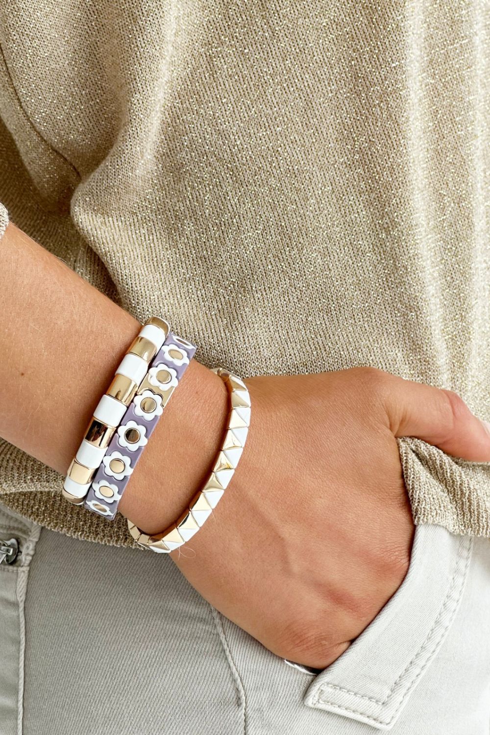 Hip to be square bracelet - white/gold