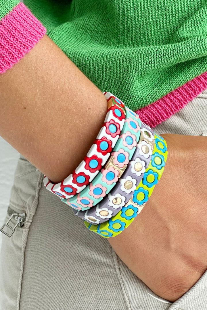 Daisy chain bracelet - mint/pink/aqua