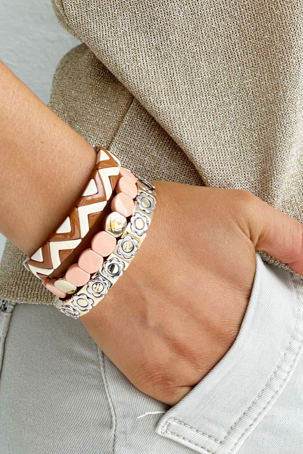 Daisy chain bracelet - silver/gold