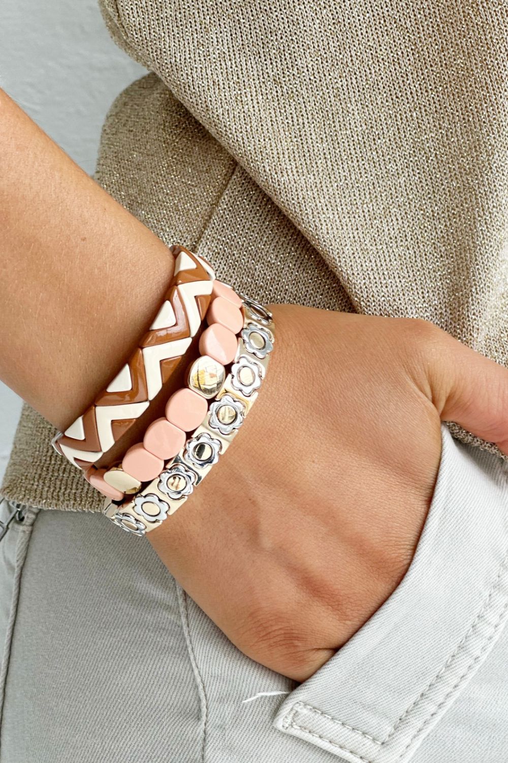 Puzzle bracelet - cream/autumn