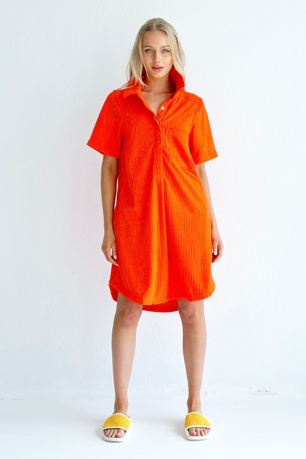 NEW TERRY DRESS - NEON TANGERINE