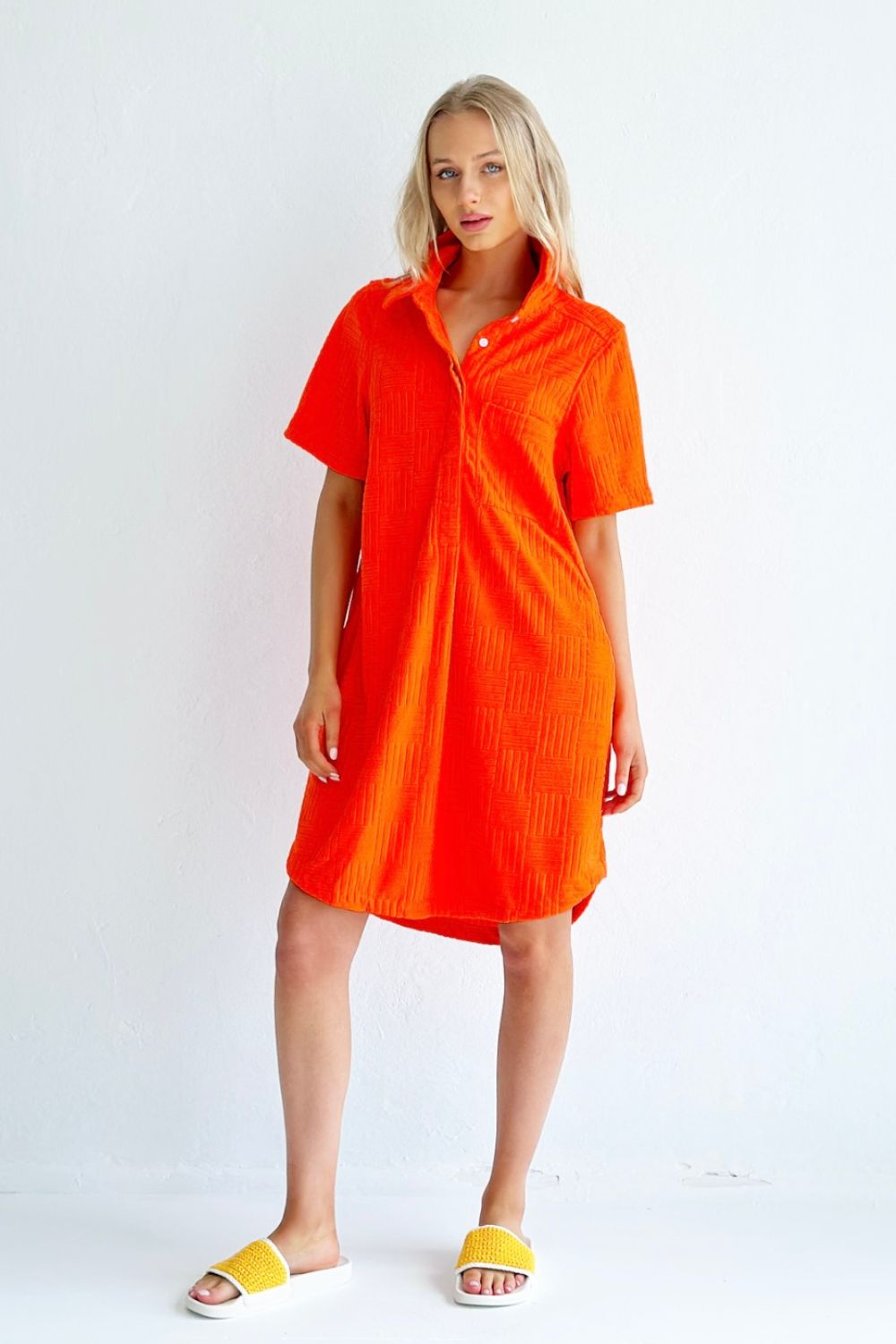 NEW TERRY DRESS - NEON TANGERINE