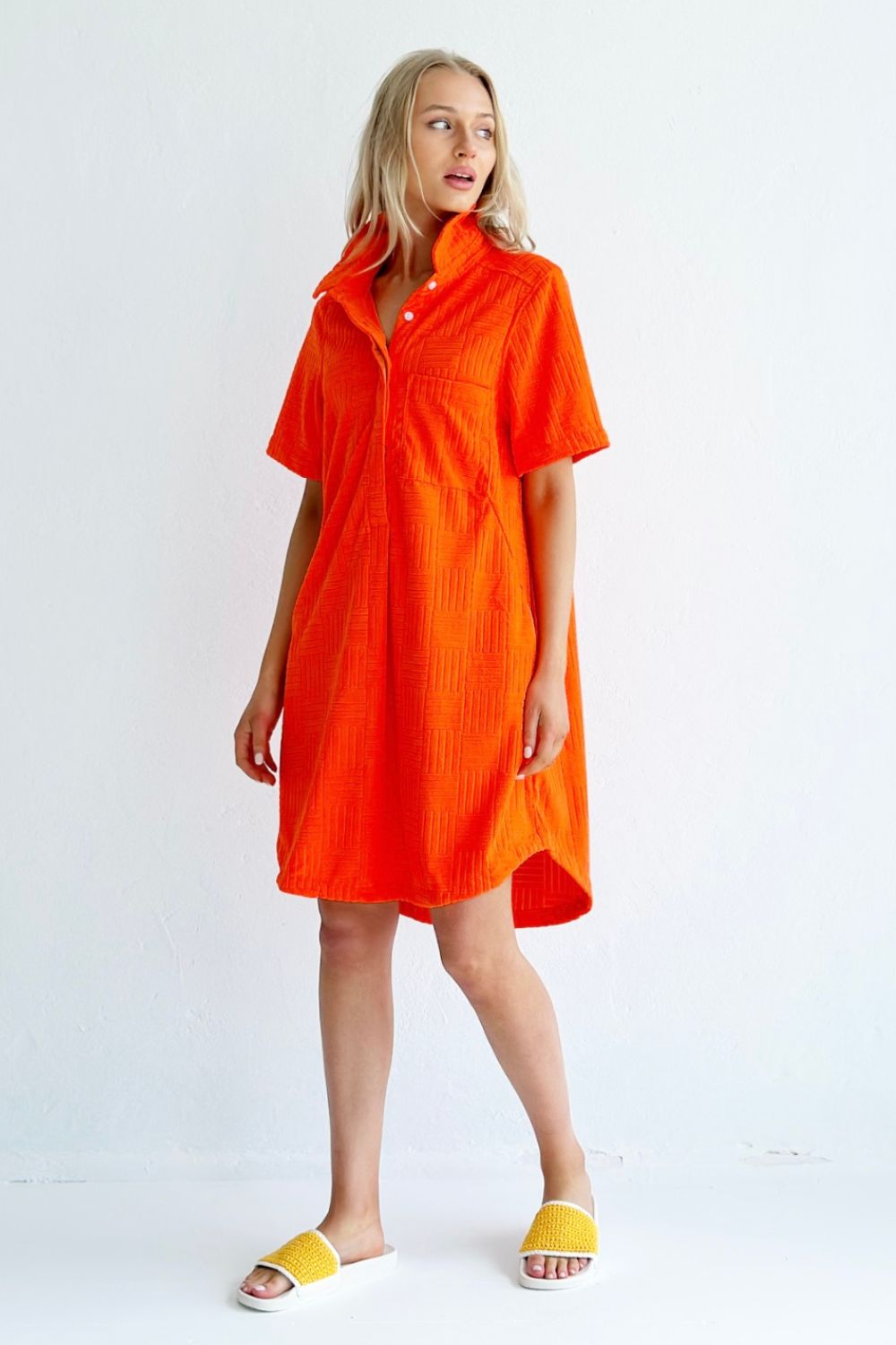 NEW TERRY DRESS - NEON TANGERINE