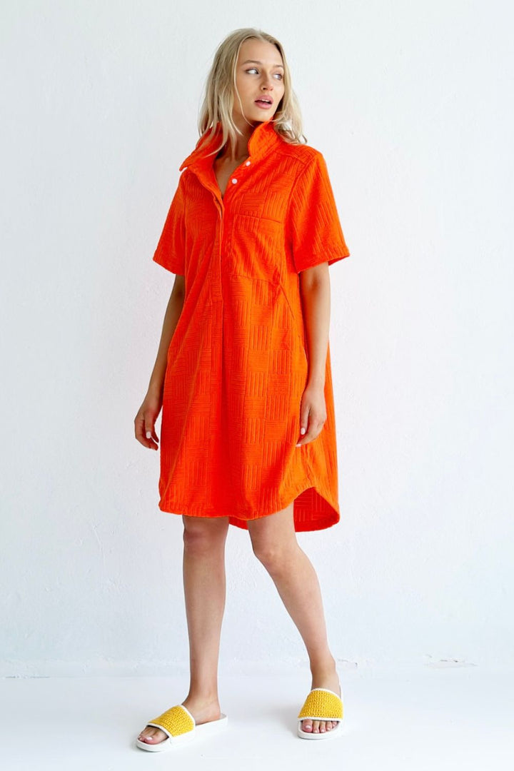 NEW TERRY DRESS - NEON TANGERINE