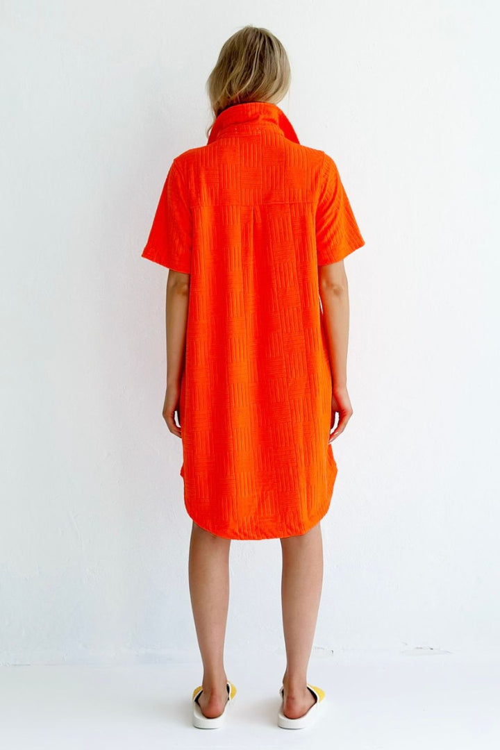 NEW TERRY DRESS - NEON TANGERINE