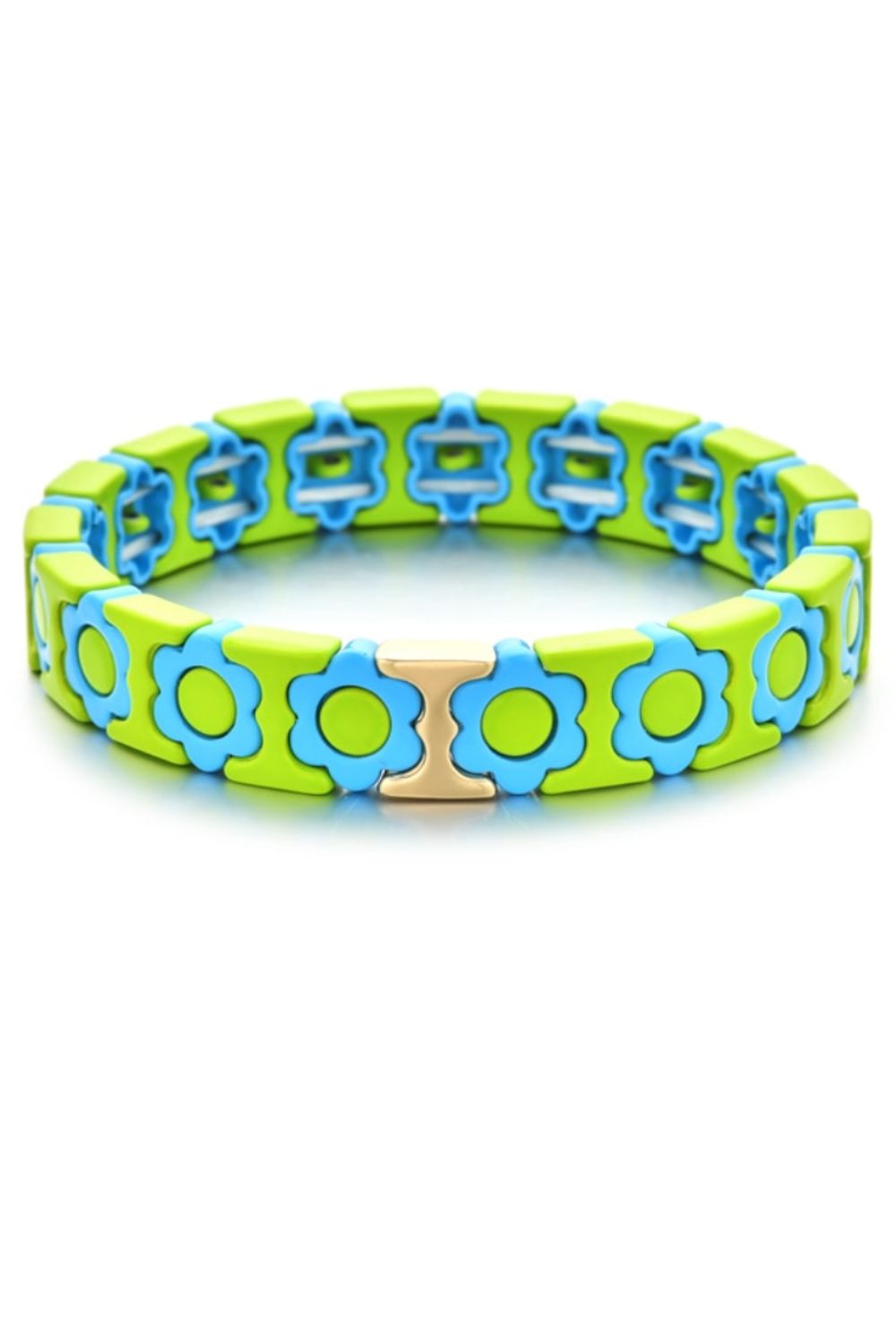 Daisy chain bracelet - lime/aqua