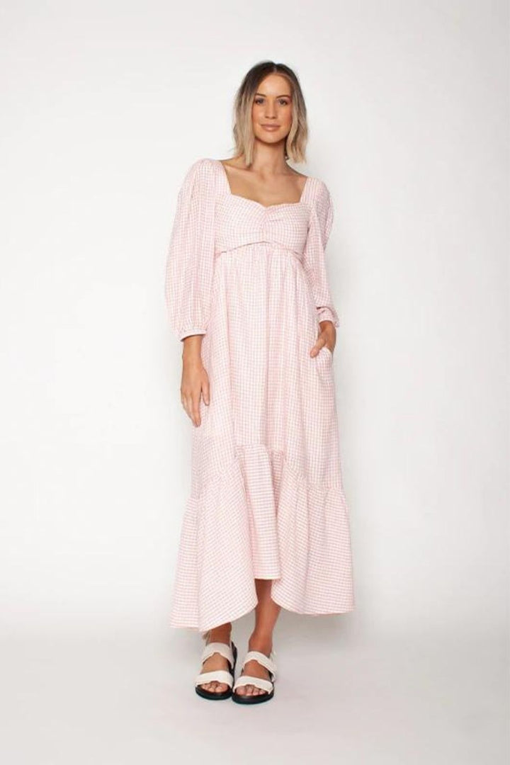 the sweetheart midi dress - rose gingham